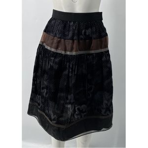 Kolor Navy/Brown Printed Mixed Media Tulle Flare Skirt sz 1